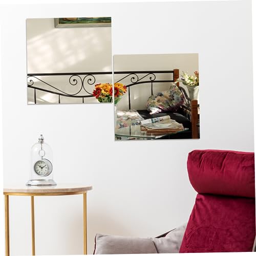 Cabilock 6 Peças Decalque Adesivos De Parede Decoração Espelho 15c Quadrado Acrílico