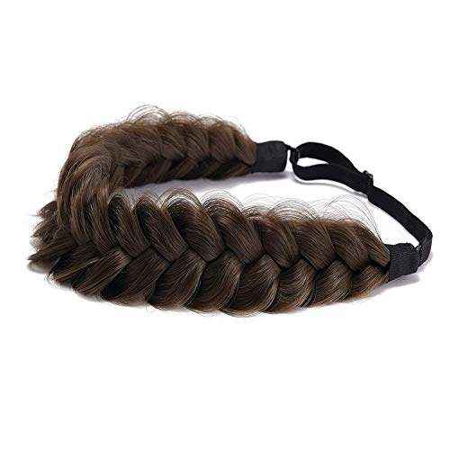 TOECWEGR Extensions Haarband Haarreifen Zopf Geflochten Classic Chunky Wide Plaited Wedding Fluffy Braids Wig Women Girl Beauty Accessory (Schokoladenbraun A05)