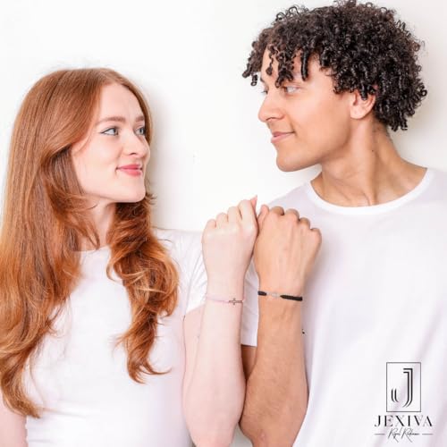 2Pcs Adjustable Couples Bracelet - Christian Cross - Stainless Steel - Strong Woven Rope - Couples, Family & Friendship Bracelet for Men & Women Gift3