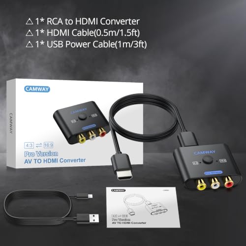 CAMWAY Upgraded RCA to HDMI Converter with HDMI Cable - Higher Quality Images 16:9/4:3 Conversion 1080P AV HDMI Video Audio Adapter for Wii/PS1/PS2/N64/X-box/DVD/VCR,Composite CVBS Supports PAL,NTSC by CAMWAY - Used condition - Image 8