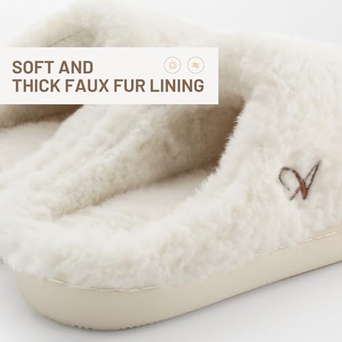 Athlefit Women's Fuzzy House Slippers Indoor Outdoor Warm Fluffy Slip-on Slide Slippers Shoes4