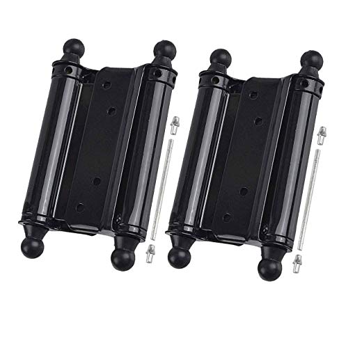 Tambee 4Inch Double Action Hinge Saloon Door Hinges Swinging Door Hinge Heavy Duty Self Closing Black Steel Hinges With Screws cover