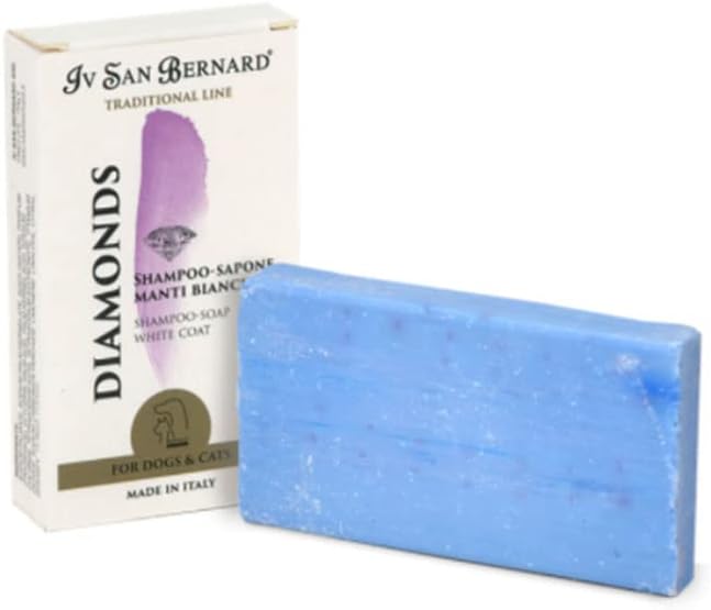 Pet Shampoo with White Hair - Diamonds - 75 g - Removes Yellow Stains from Fur - Detangles and Softens - Strengthens and Brings Shine - Hygiene Items for Dogs - IV San Bernard