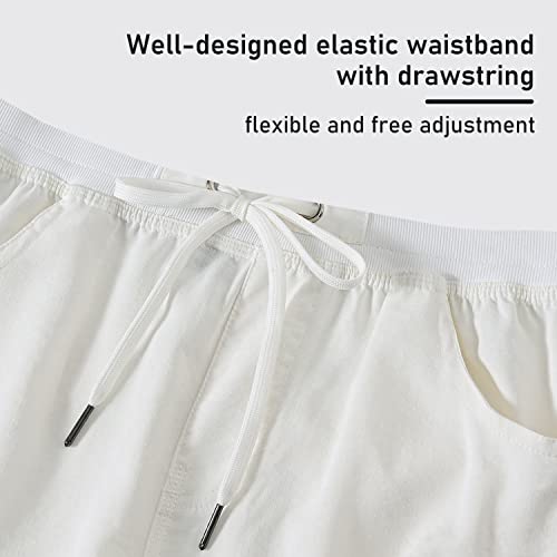 MoFiz Cargo Shorts for Women Hiking 10\" Quick Dry Active Athletic Shorts Lightweight Running Summer Casual Shorts with Pockets Rice White XL - Thumbnail 3