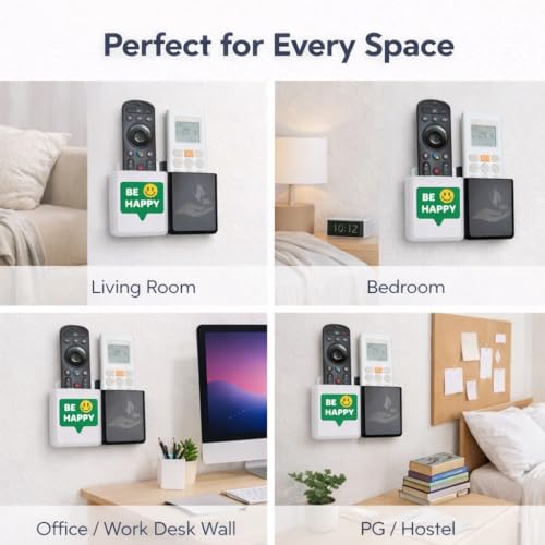 Image of Rainbow Dots Dual Color Remote Holder for Wall - | Universal AC, TV, DTH,Fire TV Stick Remote Organizer | No Drill 3M Mount | ABS Plastic | Made in India (Be Happy)