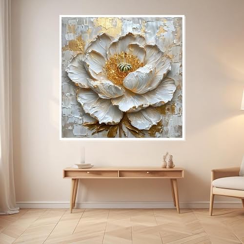 Impression sur toile florale texturée et dorée haut de gamme