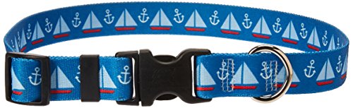 Image of Yellow Dog Design Sailboats Anchors Dog Collar, Large-1 inch Wide fits Neck Sizes 18 to 28 inch, Multi-Color, Large 18 inch - 28 inch (IDSA106)