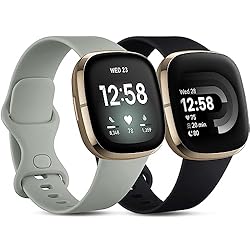 CeMiKa 2 Paquete Correa Compatible Con Fitbit Vers...: Compatibilidad: CeMiKa correas de repuesto solo son compatible con Fitbit Versa 4/Versa 3/Fitbit Sense/Sense 2 modelo. (El reloj NO está incluido) Material Agradable para Piel: La correa de muñeca compatible con Fitbit versa 4/versa 3 la correa está ...