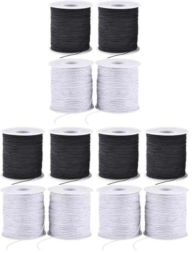 Image of LUSTEMBER Stretchy String for Bracelets, 4 Rolls 1 mm Sturdy Elastic String Elastic Cord for Jewelry Making, Necklaces, Beading (2 Black+ 2 White) (Pack of 3)