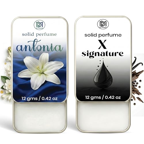 Image of Dr.Mashur Solid Perfume |x signature&Antonia Alcohol Free Wax Perfume Balm, Long Lasting | Pocket Tin 12g, Pack Of 2| Non Greasy Smooth Glide, Travel Friendly Unisex Gifts He Or Her