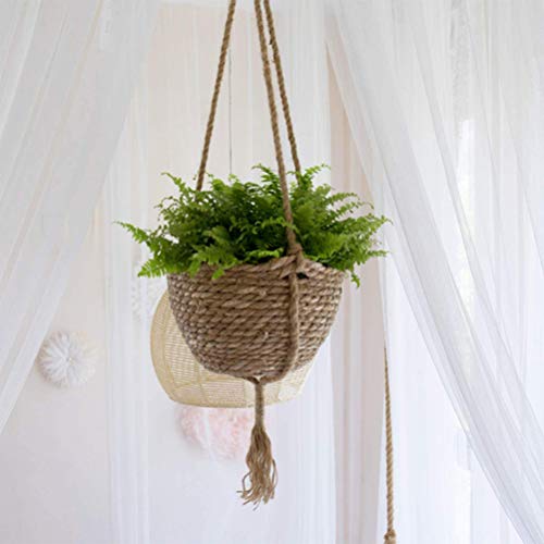 Ayaaa Cotton Rope Hanging Basket Hanging Basket Seagrass Basket Wall Hanging Planter Basket Cover for Flower Pot Straw Hanging Basket Storage Basket - Image 3