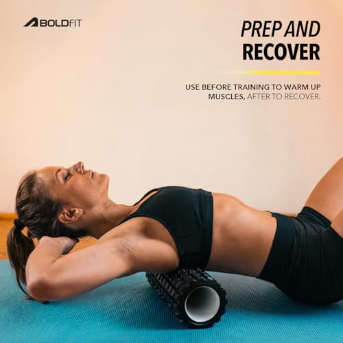 Image of Boldfit Foam Roller for Back Pain, Deep Tissue Massage and Body Pain High Density Foam Roller for Exercise in Gym, Home Back Roller for Muscle Recovery Massage Roller for Stretching - 33cm White