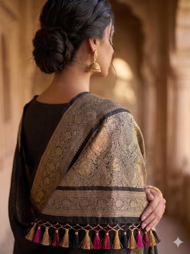 House of Neyvara black kashmiri silk saree – image 3