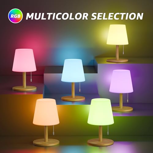 Image of uuffoo Shower Lamp Rechargeable Cordless Light Waterproof for Bathroom Spa | Portable Battery Operated Table Lamp RGB Mood Lighting LED Night Light for Patio kitchen Camping (Bamboo)