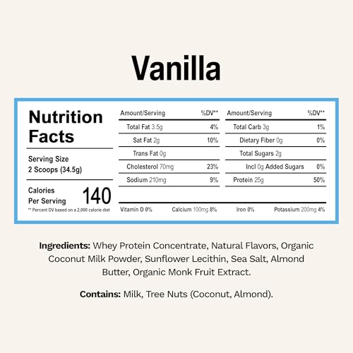 Rise Grass-Fed Whey Protein Powder - Vanilla | 25g Protein No Artificial Flavors, Colors, or Preservatives - Sugar Free, Gluten-Free, Soy Free (Single Serving, 1 Pack)