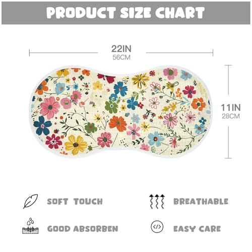 Beautiful Small Floral Pattern Muslin Burp Cloths 22x11 Inch - 4-Layer Organic Cotton & TPU Waterproof Lining, Absorbent Baby Bibs for Boys/Girls with Hanging Loop4