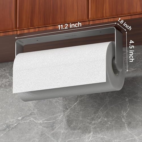 Image of Mbillion Brushed Silver SUS304 Paper Towel Holder 2 Pack | Wall mounte and self-adhesive under cabinet paper towel rack, premium stainless steel for kitchen
