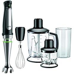 Braun Batidora De Mano Multiquick 7 Braun Hogar Minipimer 7 MQ7045X - Batidora de Mano, Minipicadora de 350ml, Batidora de Vaso 1.25 l, Varillas, Vaso 600ml, Splash Control, Velocidad Automática, Tecnología ActiveBlade, Negro