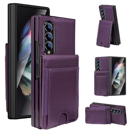 Étui pour Samsung Galaxy Z Fold 7 idéal au bureau avec rabat en cuir et porte-cartes violet