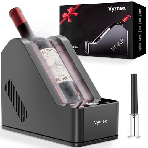 Vyrnex Enfriador de Vino con Abridor Portátil para Una Botella (750 ml) de Vino o Champán, Mantiene el Frío Hasta 24 Horas, Enfriador Personalizado para Fiestas