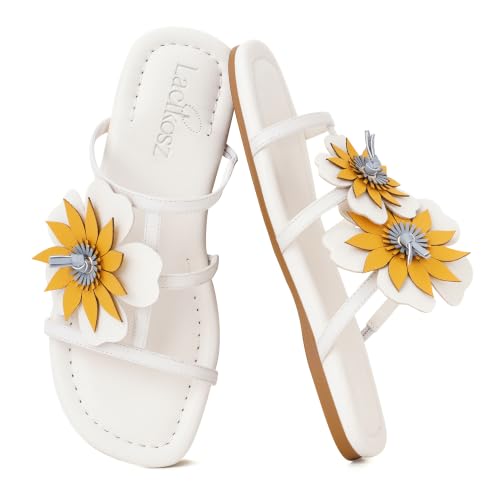 Image of LACIKOSZ Flower Flat Sandals for Women Calla Lily Sandals