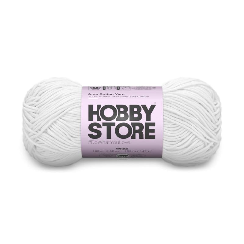 Image of Cotton - Aran Yarn - 100% Mercerised Cotton Aran Yarn for Crochet & Knitting Durable Home Decor (1 ball /100 g) - 451 White | Magic Needles