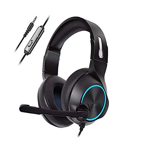 GSUMMER Gaming Headset, 3.5Mm PS4 Noise Cancelling Gaming Headset with Microphone, in-Ear Headphones with Volume Control for Laptop Smartphone, Blue