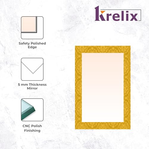 Image of KERLIX Rectangle Decorative Art Unique Fancy Digital Frameless CNC polishing Wall Mirror /Makeup Mirror /Bathroom Mirrors Size (12x18 inch). (2, 12 x 18)
