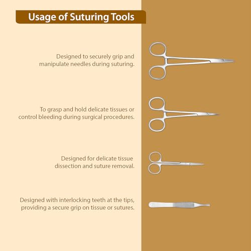 Image of B-Arm Suture Practice Kit with Suture Pad, 6 Suture Threads, 4 Surgical Instruments | Suturing Kit | Suturing Practice Kit | Complete Suture Kit for Medical Students & Professionals