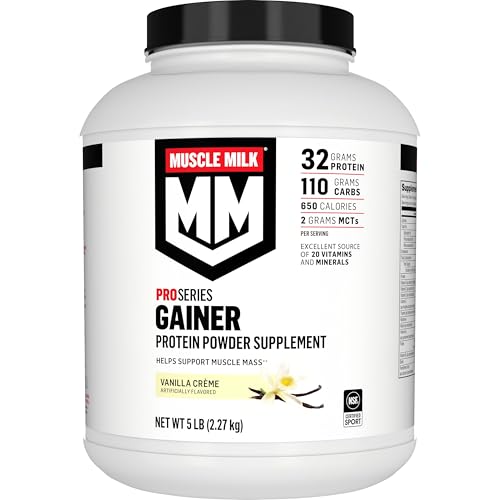 Muscle Milk Gainer Protein Powder, Vanilla Creme, 32g Protein, 5 Pound