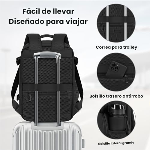 Miniatura 5 de Otahgk Mochila De Viaje Cabina Avion 40 X 20 X 25 Para Ryanair Equipaje De Mano Maletas De Cabina Bolsa De Viaje Hombre Mujer Mochila Informal Para Computadora Portátil -Negro