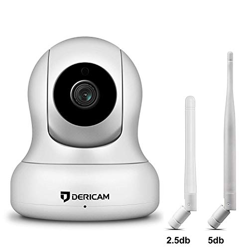 1080P Home Wireless Security Camera, Pan/Tilt Control, 4x Digital Zoom, Night Vision and Two-Way Talk, Baby Pet Front Porch Monitor, 2018 updated Alternative Antenna version by Dericam, White