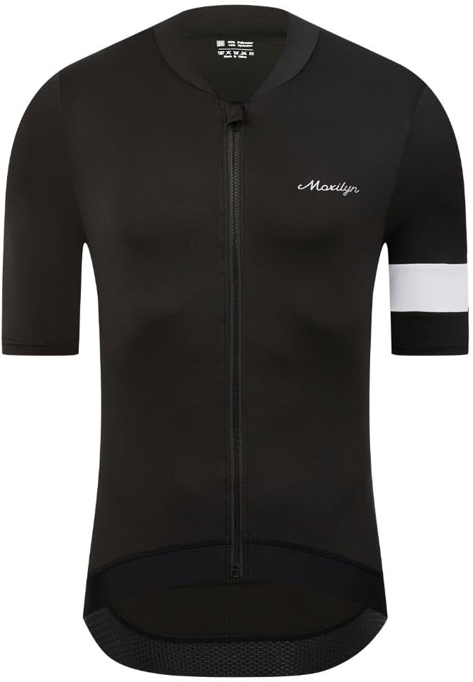MOXILYN Men's Cycling Jerseys Road Bike Shirts Short Sleeve Full Zipper with 4 Pockets Reflective Widen Anti Slip Hem