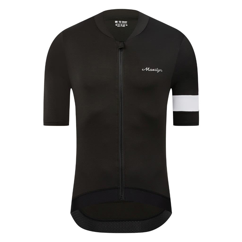 MOXILYN Men's Cycling Jerseys Road Bike Shirts Short Sleeve Full Zipper with 4 Pockets Reflective Widen Anti Slip Hem