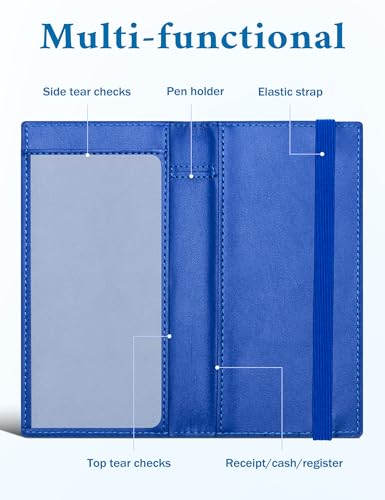 Image of Zreal Checkbook Cover for Women, Premium Vegan Leather Checkbook Holder for Top & Side Tear Duplicate Checks with RFID Blocking (Pure Blue)
