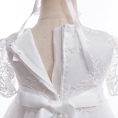 image for DPKM Baby Girls White Christening Dress Lace Toddler Baptism Gown Outf