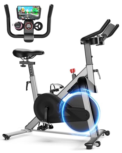 Image of SupeRun Magnetic Exercise Bike, Stationary Bike for Home, 32-Level Resistance Indoor Cycling with 300 lb Weight Capacity, Low Noise, and Fitness Courses (Fits Users 5'1 inch to 5'11 inch）