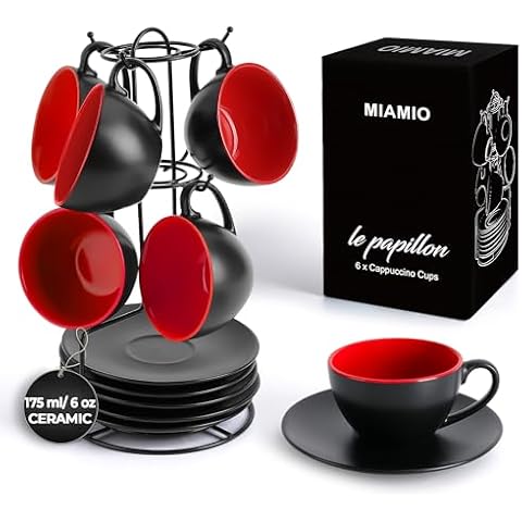 MIAMIO Ceramic Stackable Cappuccino Cups Set Cover
