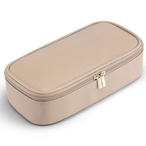 Bolsa de maquillaje de viaje con compartimento para brochas color marrón toffee para cosméticos