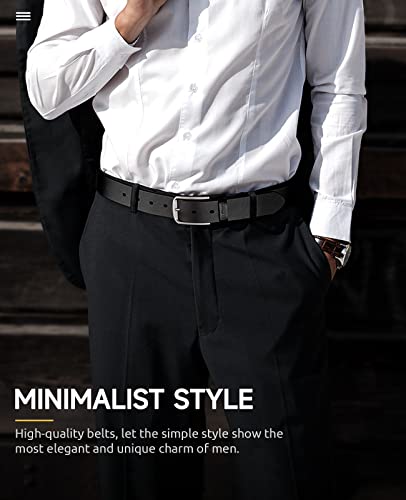 Buffway Mens Belt Full Grain Genuine Leather Belts for Men Casual Jeans or Dress with Gift Box 1 3/8" Wide2