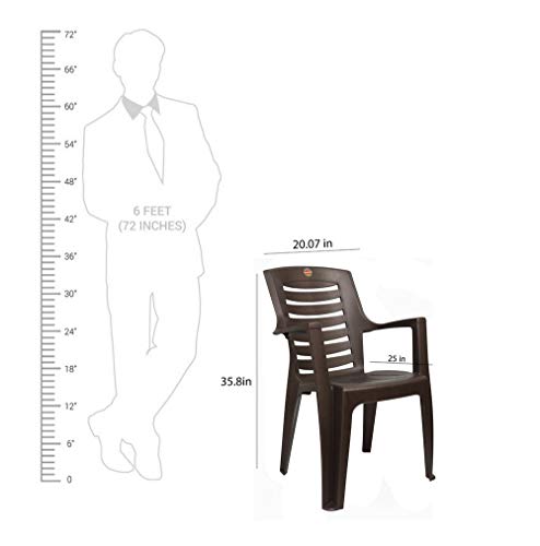 Image of Cello Ultramatt Plastic Full Back Armchair, Set of 4(Pearl Brown)