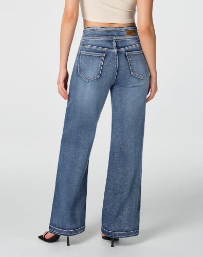 Image of roswear Women's Wide Leg Jeans Casual High Waisted Stretch Baggy Loose Denim Pants
