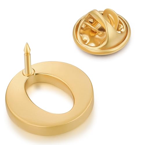 Image of HONEY BEAR Mens Womens Initial Alphabet Letter Lapel Pins Collar Badge Brooches for Business Wedding Graduation Gift Matte Gold 0.59 inches
