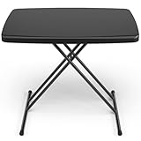 FurniEdge 30 Inch Folding Table, Adjustable Height TV Tray for Small Spaces, Heavy Duty Foldable Utility Table for Laptop, Dining, Camping, No Assembly, 200 lbs Capacity, Black Granite