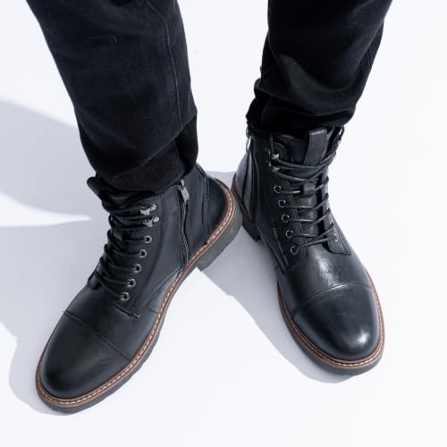 Image of Vostey Mens Motorcycle Boots With Side Zipper Dress Boot
