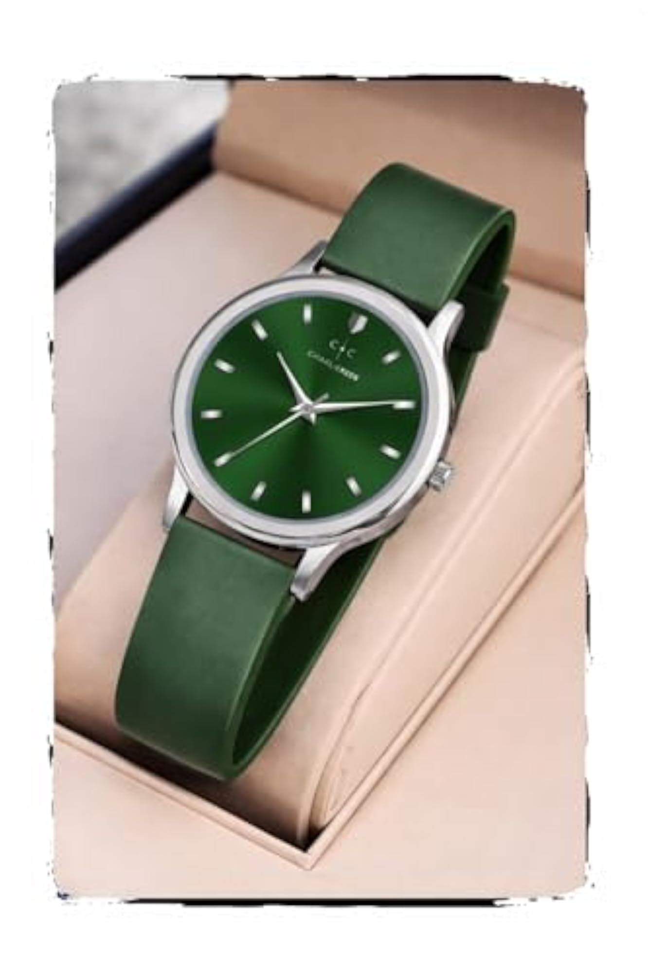 Premium Silver Case Crystal Dial Silicone Strap Women's Watch