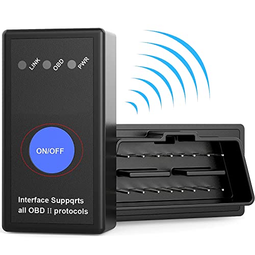 NK Dispositivo de Diagnóstico OBD II Universal para Automovil - con Interruptor de Encendido ON Off, Detector Problemas, Fácil de Instalar y de Usar, Bluetooth 4.0 (Compatible con Android e iOS)