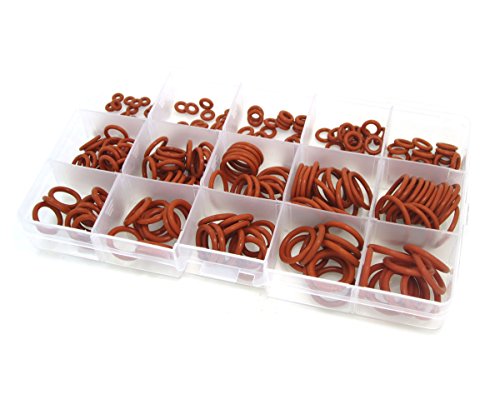 DollaTek 225PCS Silikagel (VMQ) O-Ring Reparaturbox - Rot, Für Profi Sanitär, Luft, Gas, Automotive, Klempner, Reparaturen