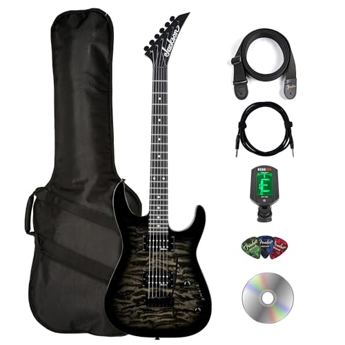 Image of Jackson JS Series Dinky JS11Q Electric Guitar - Transparent Black Bundle with Gig Bag, Tuner, Strap, Cable, Picks, and Austin Bazaar Instructional DVD