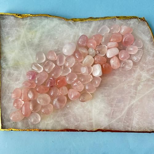 Image of Tumbled Stones, Natural Crystal Healing Stones, Home Office Decor, Aquarium Decorative Pebbles, Vase Fillers (Rose Quartz, 100)